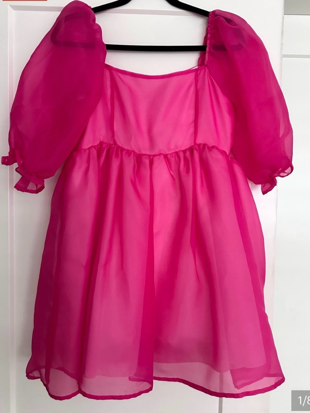 Bright Fuchsia Puff Sleeve Mini Dress